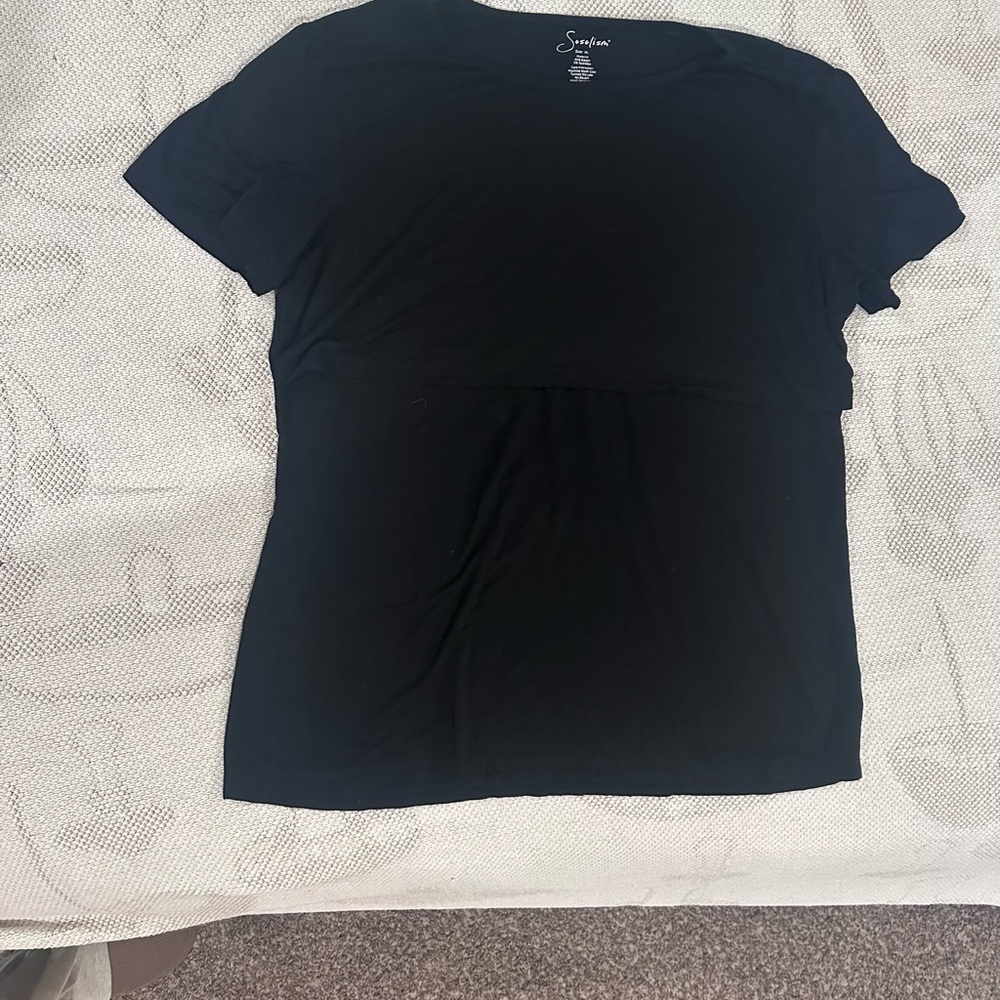 Seraphine Black Short Sleeve Nursing Top